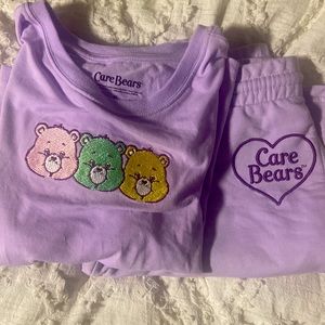Care Bear crop top & sweat shorts pajamas set